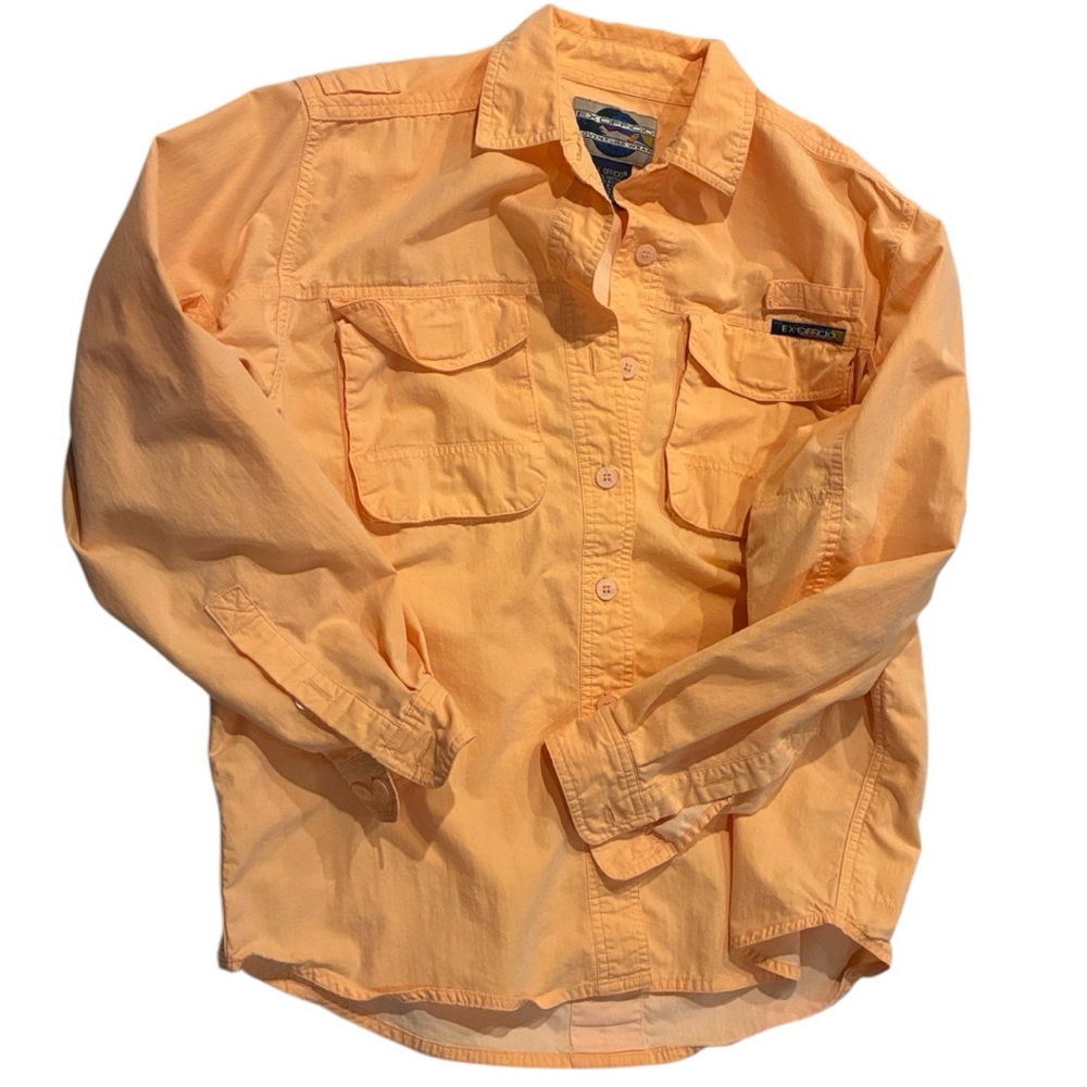 ExOfficio Gorpcore Shirt Women 10-12 Pockets Vented Button Down Long Sleeves